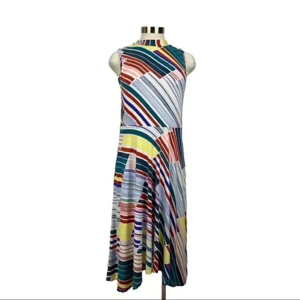 Anthropologie Maeve Striped Mock Neck Dress